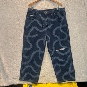 Sora Jeans Mens 3XL Blue Denim Kagune Tokyo Ghoul Straight Cropped Punk Grunge